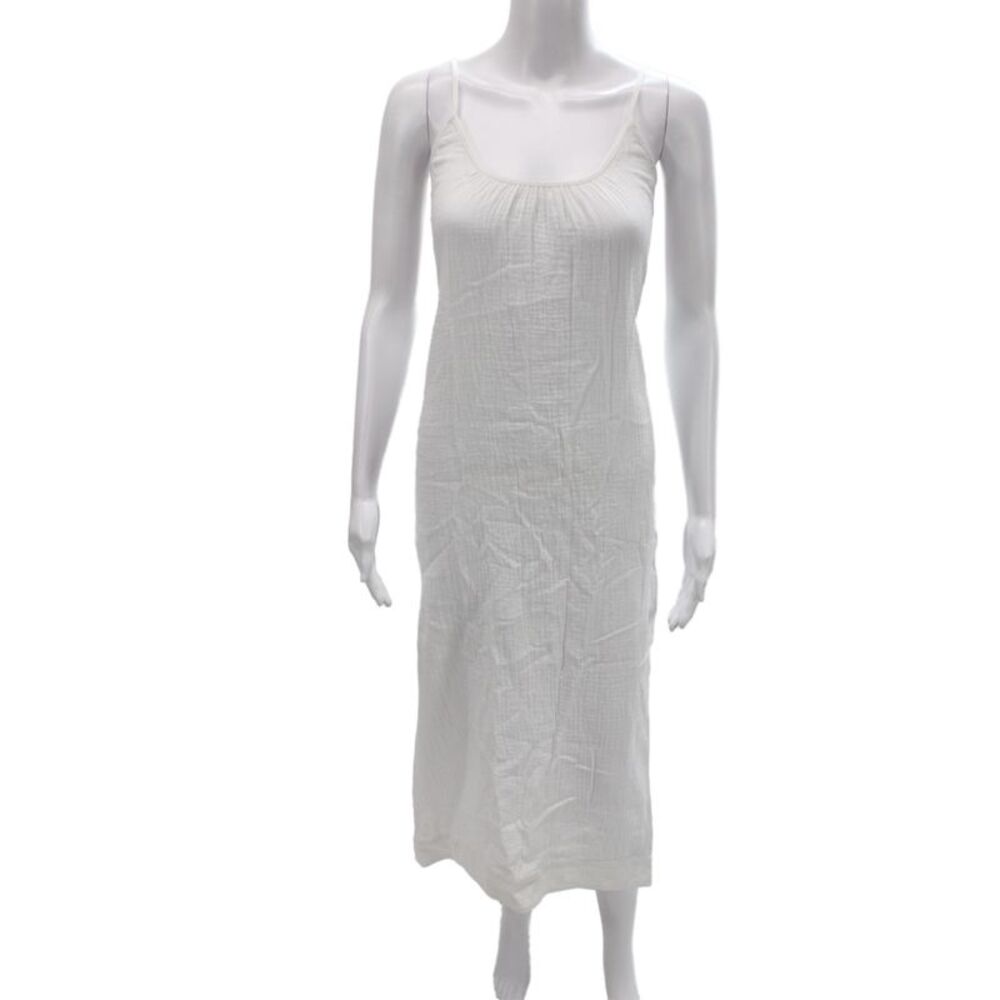 The White Company Women Maxi White Scoop Neck Sleeveless Cotton Dress Size 4